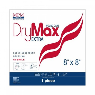 MPM Medical DryMax Extra Super Absorb Dressings 8x8'', 10 Count, MP00702