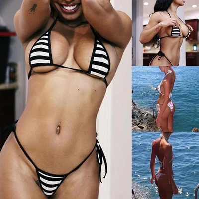Ensemble élégant maillot de bain bikini femme avec bretelles et imprimés à r - Photo 1/4
