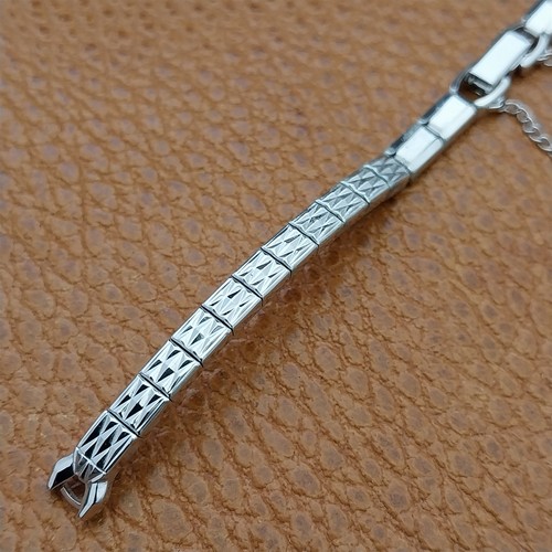 Vintage 60s Ladies White Gold-Fill Speidel Harlequin Unused Cocktail Watch Band - Picture 2 of 8