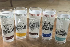 Set Of 5 Vintage Frosted Tom Collins High Ball Glasses Tumblers 6”