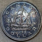 1949 Canada Silver Dollar : Monster Tone, Low Mintage (672K)  - .8 Fine Silver
