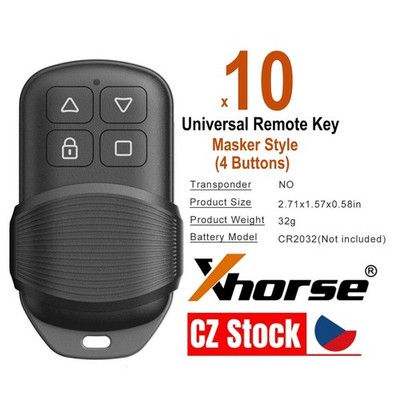 10x Xhorse Universal Wire Remote Key Masker Garage 4 Buttons XKGHG3EN for VVDI2