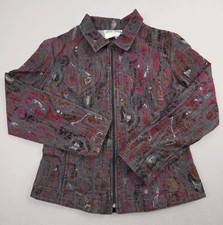 Vintage Gotcha Covered Tapestry Jacket Women M Zip Up Paisley Made in USA