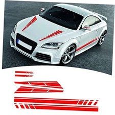6 Pieces Vinyl Car Sports Racing Body Side and Roof Hood Decal Stripe Red