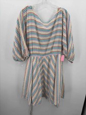 Pre-Owned J Crew Pink Size XS Stripe Shift Knee Length Long Sleeve Dress