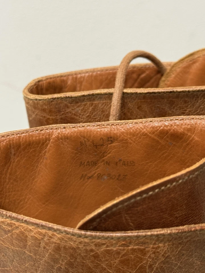 "Botas de cuero marrón vintage de los años 90 JIL SANDER hechas a mano en Italia 11"" pulgadas raras" Foto 2 de 4