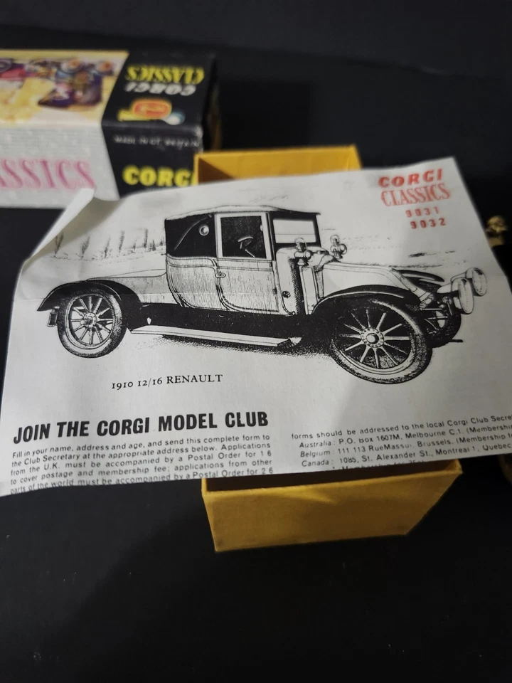CORGI CLASSICS 9032 RENAULT PRIMROSE 1910 NUEVO EN CAJA ORIGINAL CON FOLLETO ¡BONITO! Foto 4 de 4