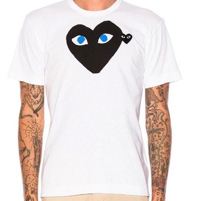 Comme Des Garons Play Large Black Heart Blue EYES Small/Medium unisex white tee