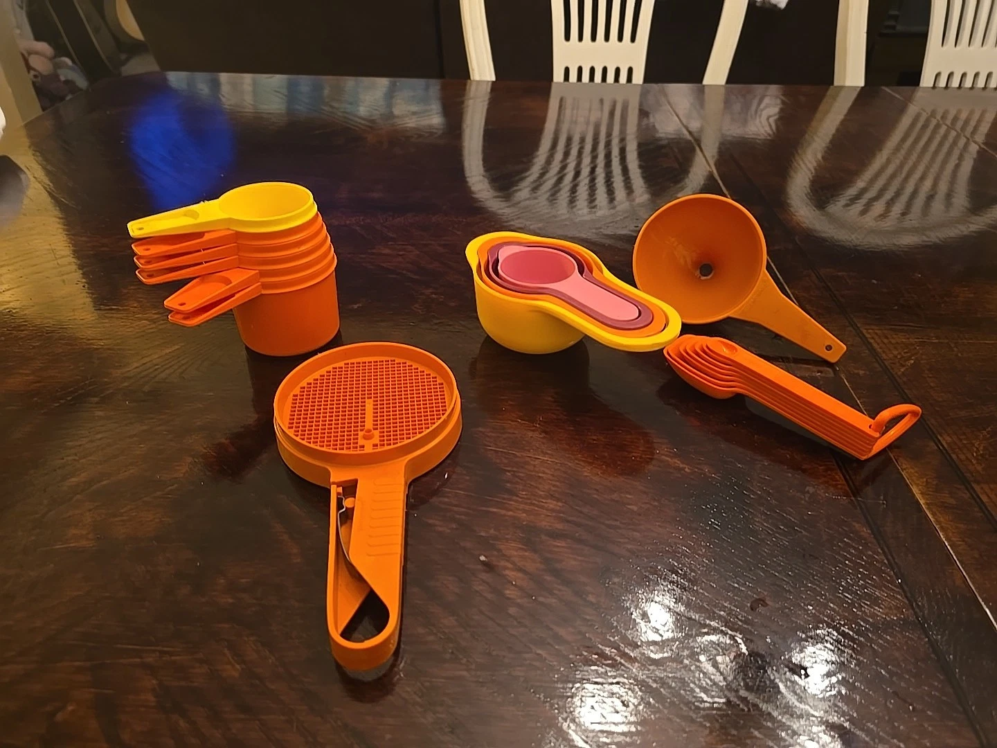 Tupperware Lot Measuring Cups / Spoons, Funnel, Sifter