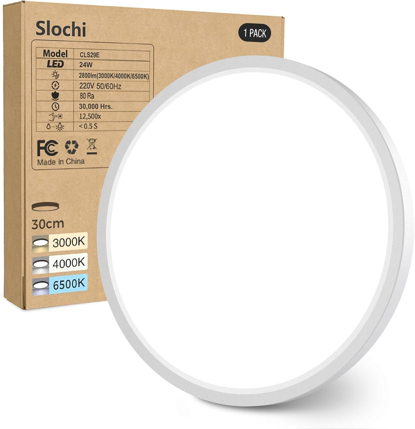 Lampada Soffitto LED 24W 2800Lm Bianca - Luce Calda/Fredda per Famiglia