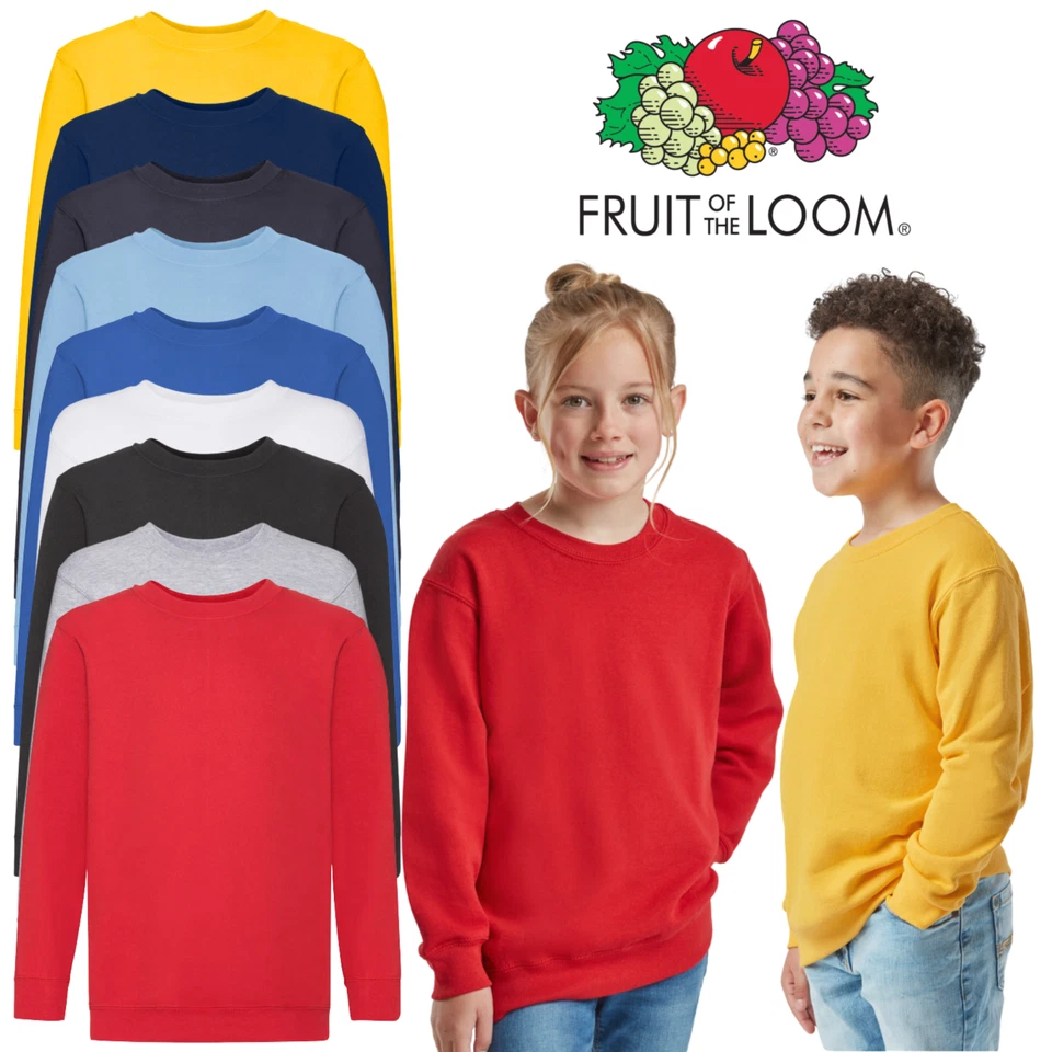 Fruit of the Loom Kinder Classic Set-In Sweatshirt Jungen Mädchen Pullover Oberteil