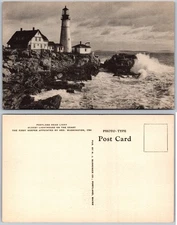 Portland Head Light Lighthouse Maine Rocky Coast Postcard