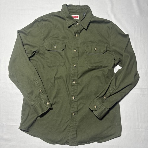 Wrangler Shirt Men's Medium Green Button Epic Soft Woven Outdoor Work - 第 1/7 張圖片