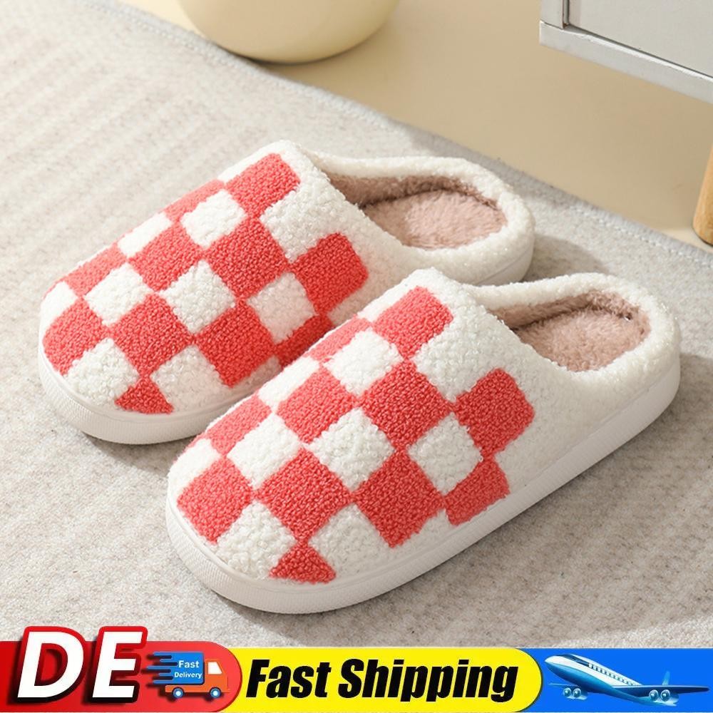 APL Pantofole termiche piatte a scacchi antiscivolo soffici pantofole preppy accoglienti per inverno