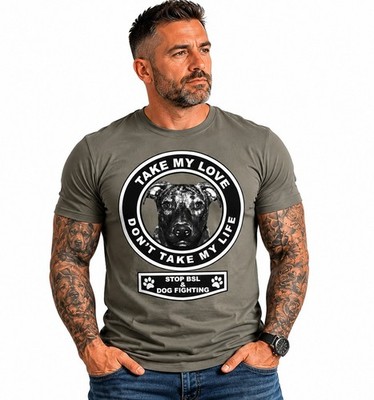 Pit Bull Take My Love Not My Life Men's T-Shirt NEW