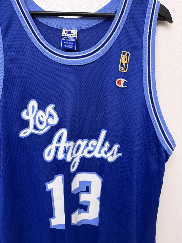 Винтажная мужская футболка с золотым логотипом Champion Wilt Chamberlain Lakers NBA размер 48 XL б/у в отличном состоянии - Изображение 2 из 4