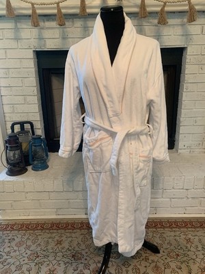 Cotton Turkish Terry Shawl Collar Bath Robe L/XL English Home White/Pink EPOC!!