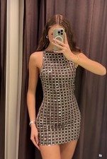 NWT_ZARA FW25 SPARKLY MESH SHORT DRESS Brown | 4772/267_S,M,L