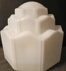 Vintage Art Deco Milk Glass Skyscraper Ceiling Light Globe- 4in . Very Nice !!!!