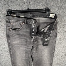 Levi's 501 Selvedge Straight Fit Big E Denim Jeans Black Ash Men s Size 33X32