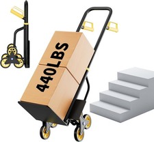 440 LBS Stair Climbing Hand Truck, Heavy Duty Folding Dolly Cart with 6 Wheels