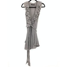 Ark & Co Wrap Dress Womens Size Small Gray Ruffle Front