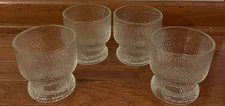 Vintage Indiana Glass MCM Crystal Ice Set of 4 Double Old Fashion Rocks Glasses