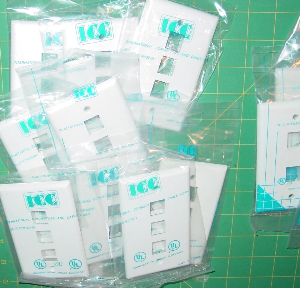 ICC Modular Communication Cable Terminal Jack Cover Plates Mix Lot 2/3 Ports NOS - Image 2 of 4