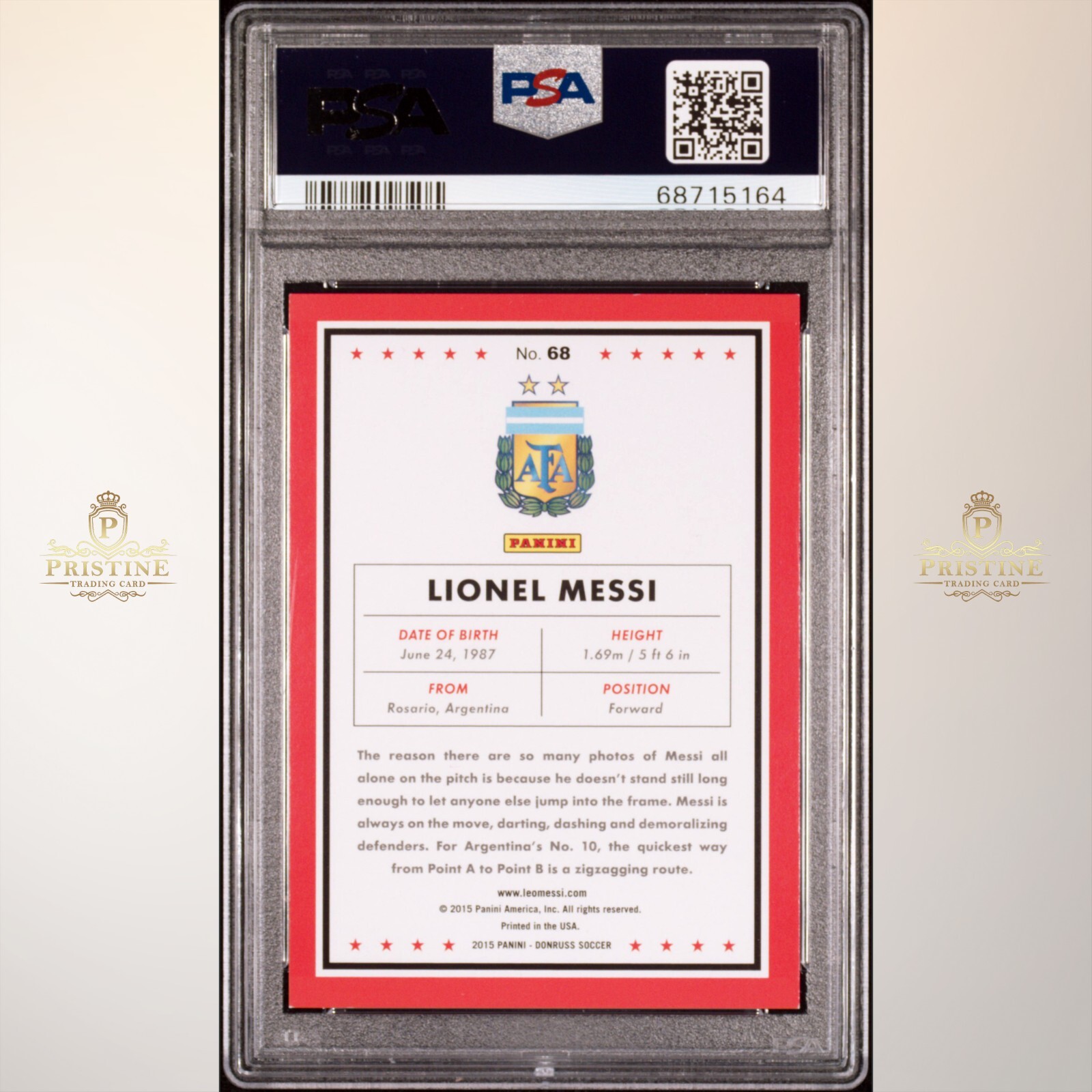 2015 Panini Donruss Red Soccer Ball Base 68 Lionel Messi /49 for