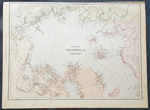 1870-John-Bartholomew-Large-Antique-Map-of-North-Pole-amp-Arctic-Regions-Canada