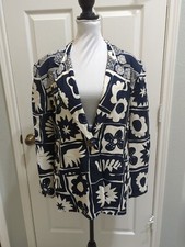 Vintage CARLO MODA Size 12 Blazer Navy White Floral Lined