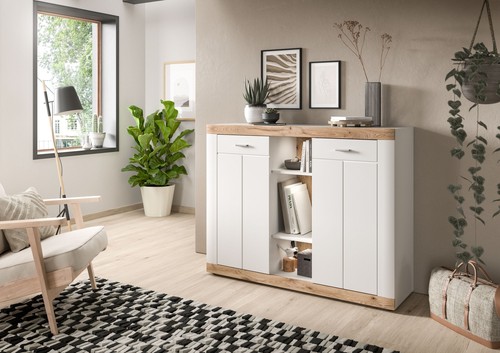 xonox.home Kommode Sideboard Highboard Anrichte Schrank Laredo weiß 104x131x40cm - Bild 5 von 5