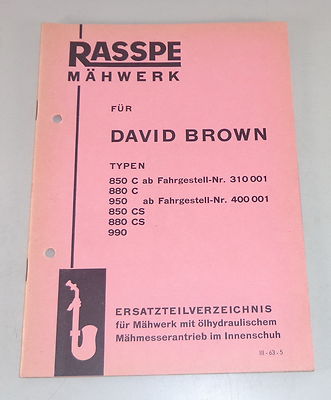 Parts Catalog Rasspe Mower for David Brown Tractor Stand 03/1965