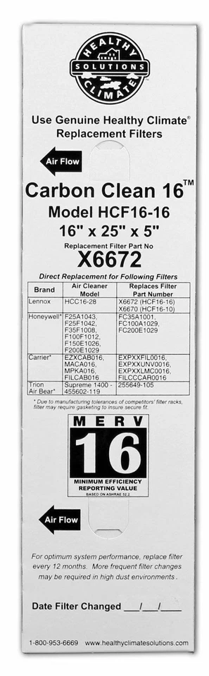Filtro Lennox recubierto de carbono X6672 clima saludable MERV 16 Foto 3 de 4