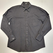 vtg 90s VERRI Button Front Shirt Men's 17 Eu 43 X-LARGE XL Black ITALY MADE