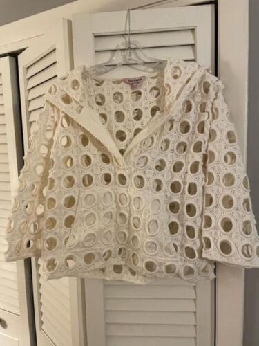 RARE JUICY COUTURE CROPPED LASER CUT IVORY COTTON 