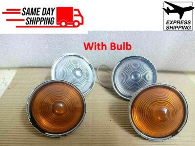 Parking & Turn Signal Light Set – Clear Lens With Orange Bulb, Fits Jeep Willys CJ3B, CJ5, CJ3, Made In India