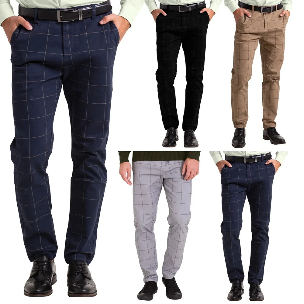 Mens Slim Fit Check Cotton Formal Smart Office Work Pants Professional Style
Opens in a new window o