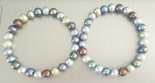 Bracelets Freshwater Pearls Stretch Multicolor Two Bracelets