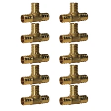 10 Pack  XFITTING 5/8" x 5/8" x 5/8" Pex Tee, Crimp Version, Lead Free Brass