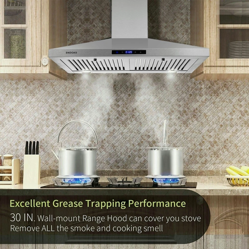 30 Inch Stainless Steel Wall-Mounted Kitchen Range Hood 3 Fan speed 350CFM  Vent | eBay