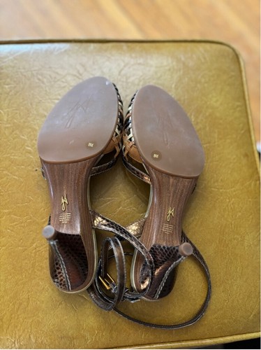 Women's J. Vincent Heels Size 8M Brown & Gold Sandals - Picture 5 of 8