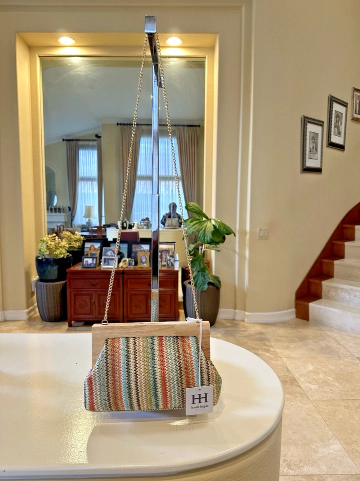 Bolso sin asas/hombro/brossbody tejido boho arco iris marrón Haute Hippie # YG71519  Foto 3 de 4