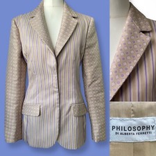 Distinctive Di Alberta Ferretti Contrasting Fitted Blazer Jacket - Sz 6-10
