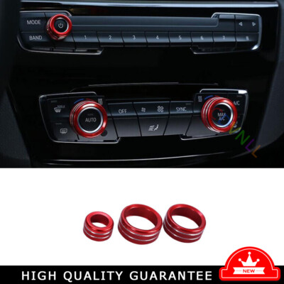 Car Console Air Conditioning Knob Trim For BMW 1 2 Series 2012-2019 Red Aluminum