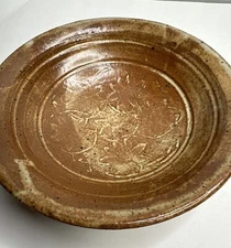 Wheel-thrown Stoneware Ceramic Pottery Serving Bowl Texture Glazed Signed