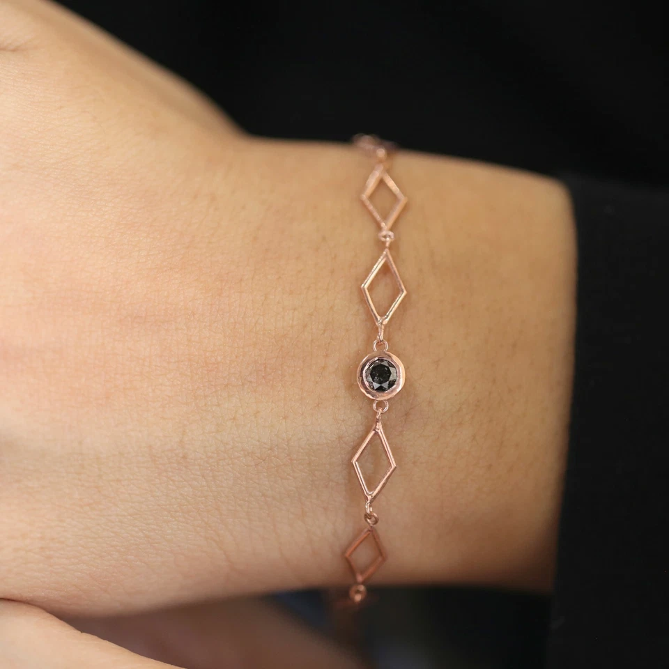 Pulsera Redonda Sal Y Pimienta Oro Amarillo Blanco Rosa 14K KD1188 Foto 2 de 4