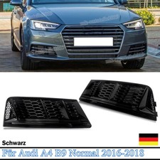 Wabengrill Nebelscheinwerfer Schwarz für Audi A4 B9 16-19 Serie Lüftungsgitter