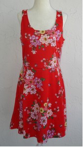 h and m red floral dress