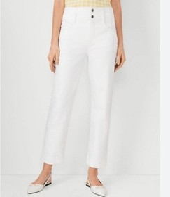 Ann Taylor Sculpting Pocket Corset High Waist Straight Jeans White Size 14